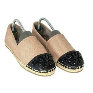 Circus Sam Edelman Loretta Moccasin Woven Beaded Blush Black Espadrille Size 7.5